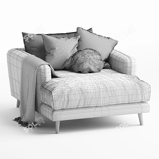 Posh Loaf Love Seat Chaise 3D model image 7