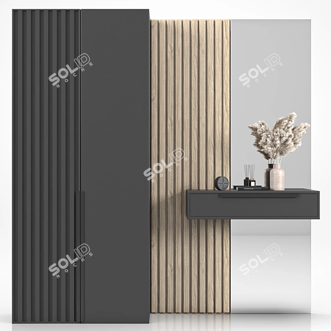 Modern Black Hallway Set 3D 3D model image 1