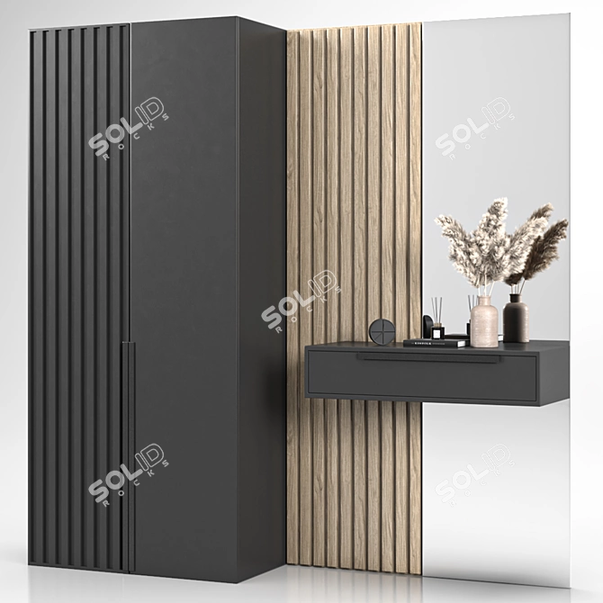 Modern Black Hallway Set 3D 3D model image 2