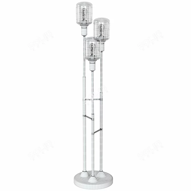 Menlo Lane 3-Light Glass Floor Lamp 3D model image 3