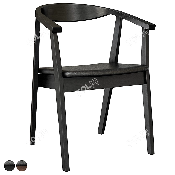 Minimalist Black Stockholm Chair 3D model image 2