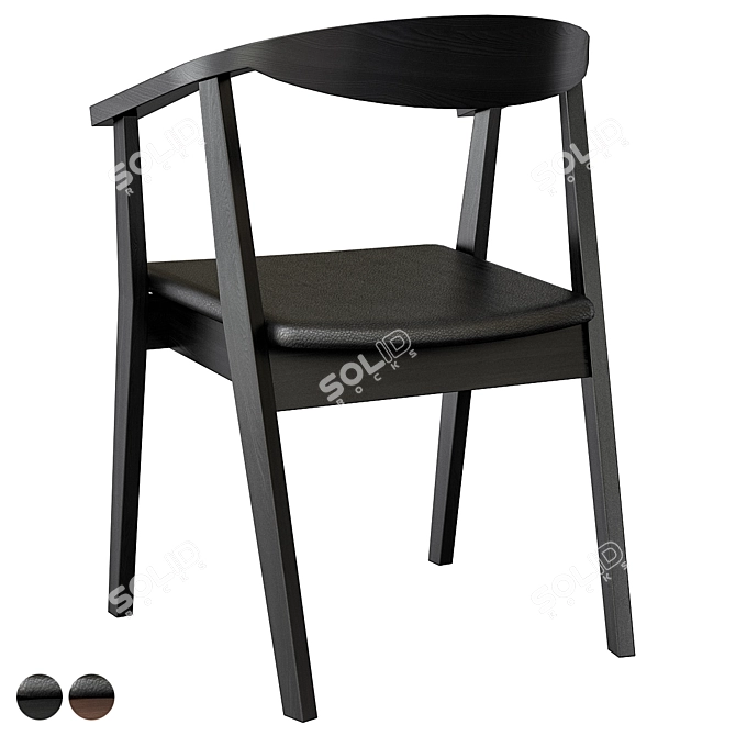 Minimalist Black Stockholm Chair 3D model image 3