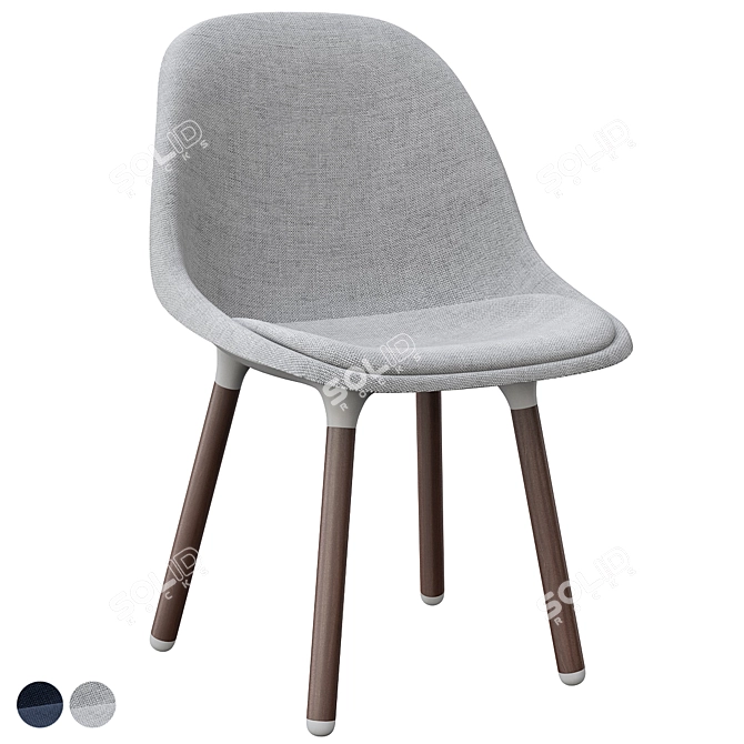 Baltsar Chair in Black-Blue/Brown 3D model image 1