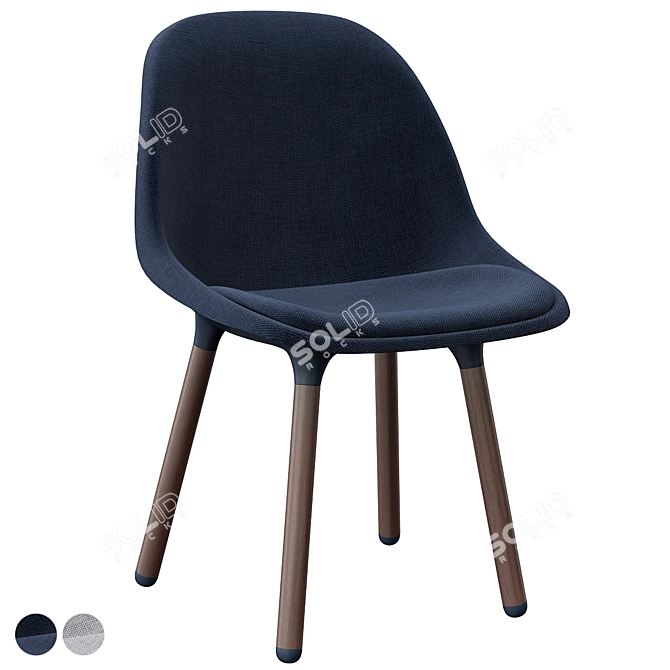 Baltsar Chair in Black-Blue/Brown 3D model image 2