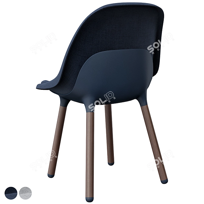 Baltsar Chair in Black-Blue/Brown 3D model image 3