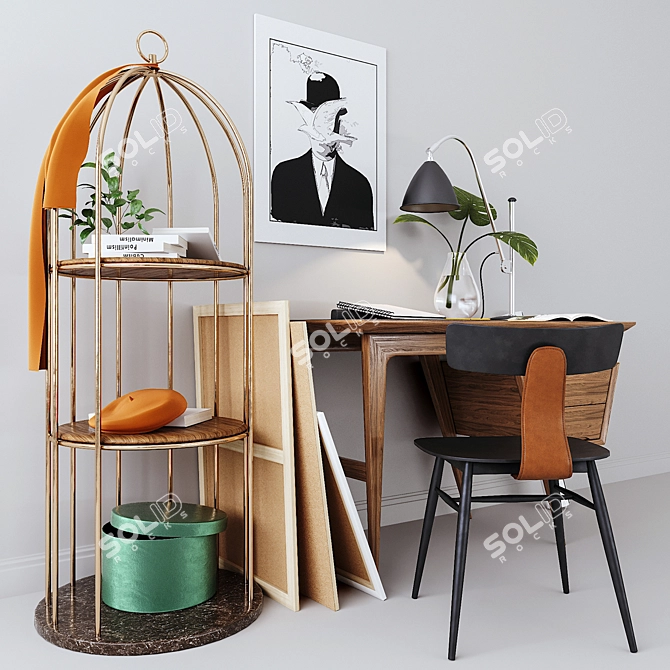 Design Office Set Idenontal Furniture 3D model image 3