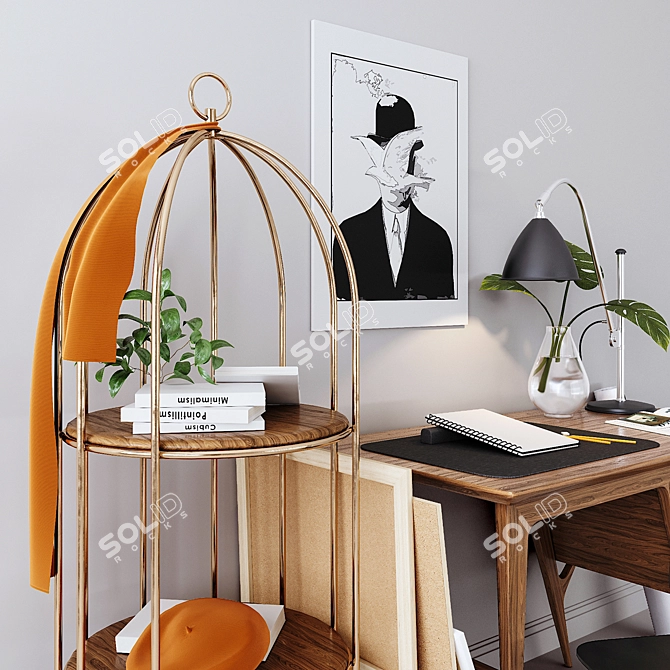 Design Office Set Idenontal Furniture 3D model image 4