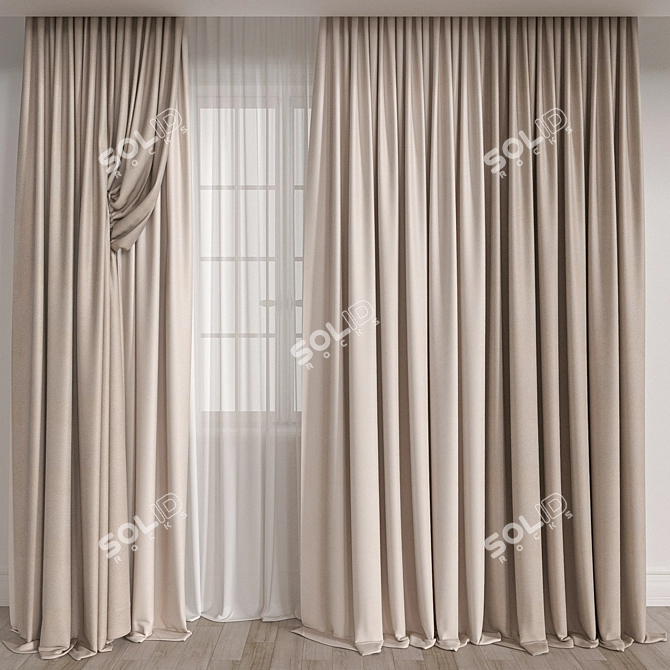 Luxury Curtain Model for 3D 3D model image 1