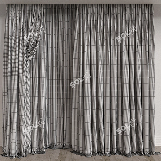 Luxury Curtain Model for 3D 3D model image 3