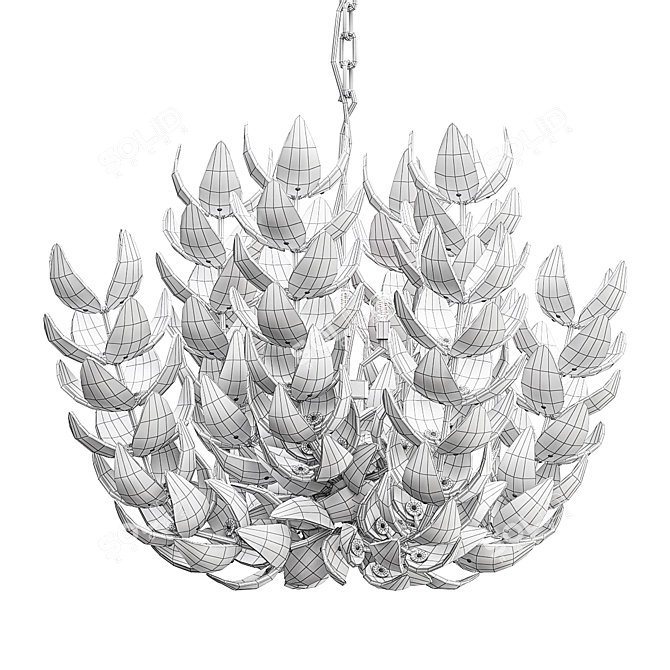 Petal Coco Wood Pendant Light 3D model image 2