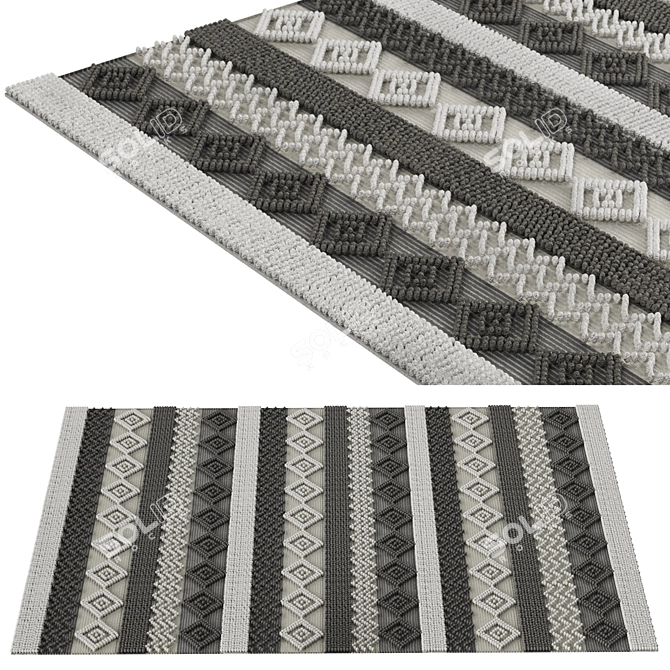 Tassel Diamond Hand Woven Rug 3D model image 1