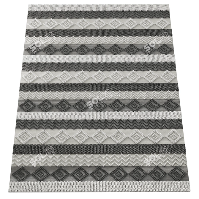 Tassel Diamond Hand Woven Rug 3D model image 2