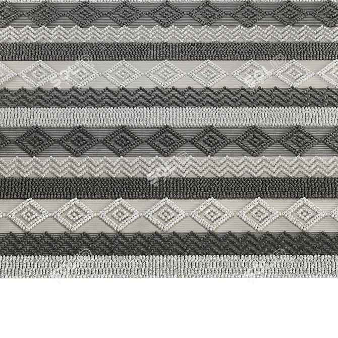 Tassel Diamond Hand Woven Rug 3D model image 3