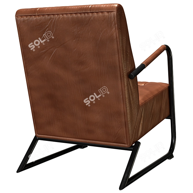 Vintage Iron Leather Armchair Brown 3D model image 3