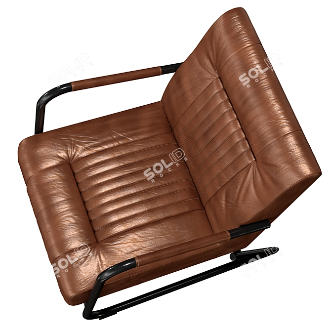 Vintage Iron Leather Armchair Brown 3D model image 4