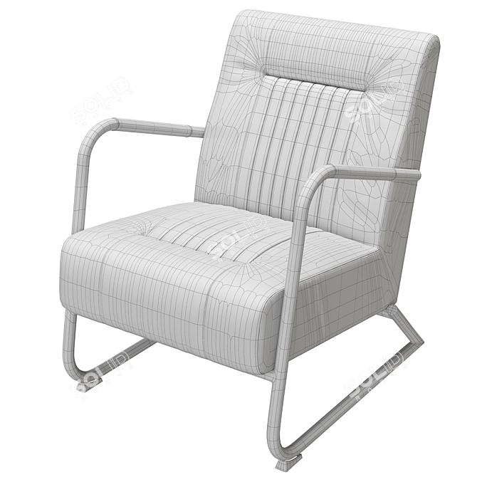 Vintage Iron Leather Armchair Brown 3D model image 6