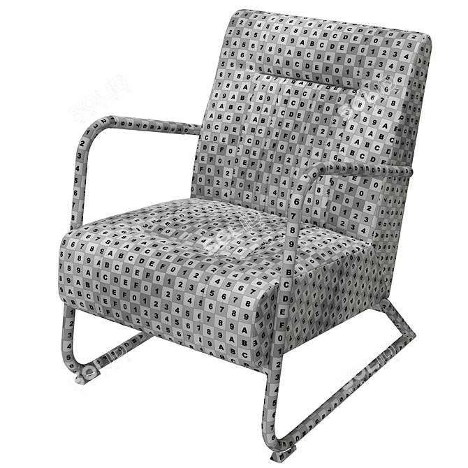Vintage Iron Leather Armchair Brown 3D model image 7