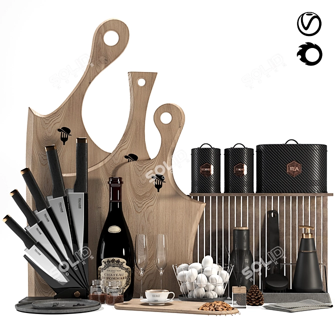 Modern Kitchen Decor Set - 3D 3D model image 1