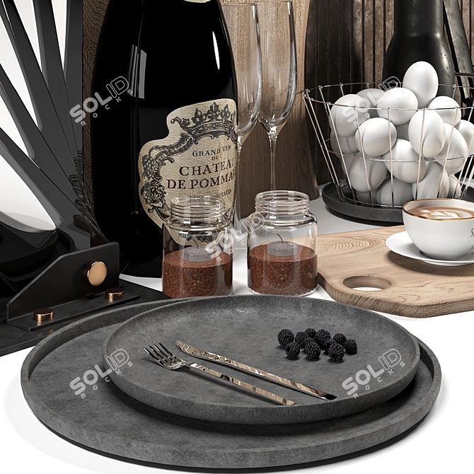 Modern Kitchen Decor Set - 3D 3D model image 3