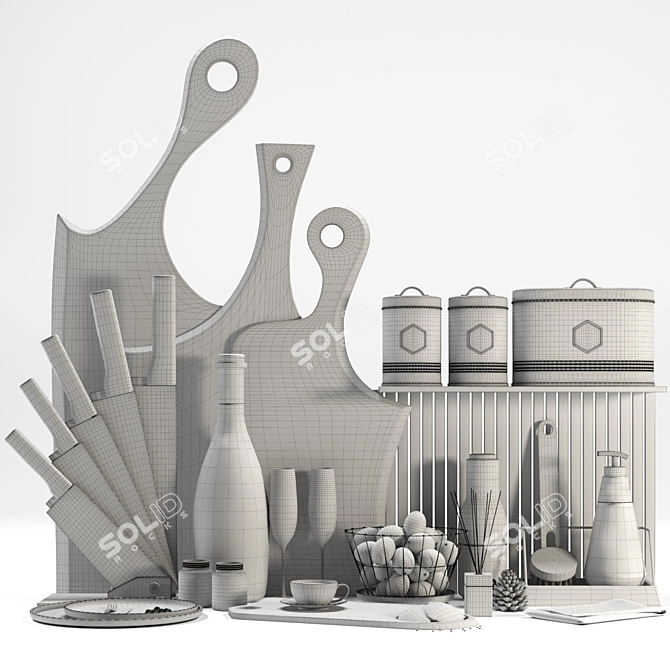 Modern Kitchen Decor Set - 3D 3D model image 5