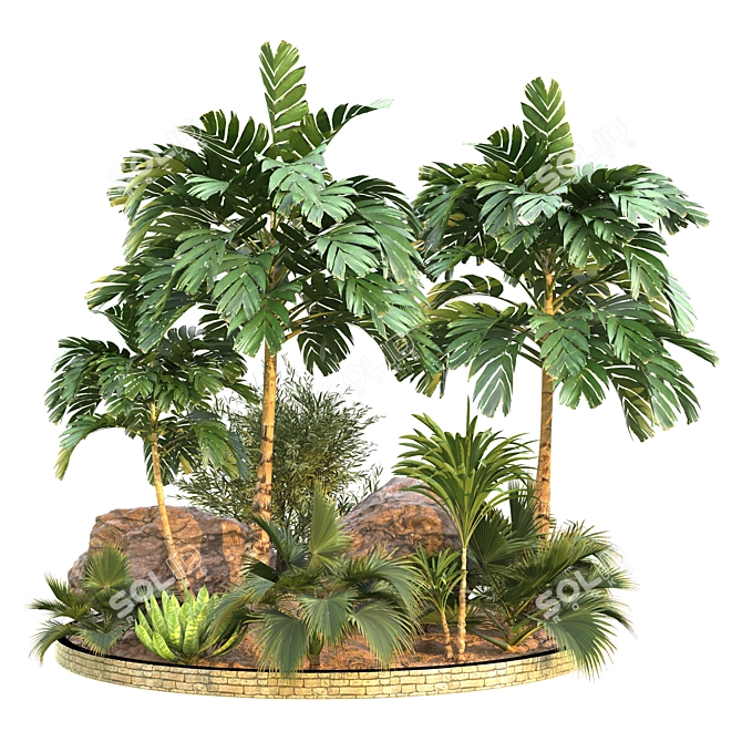 Tropical Villa Garden 49 Kit 3D model image 1