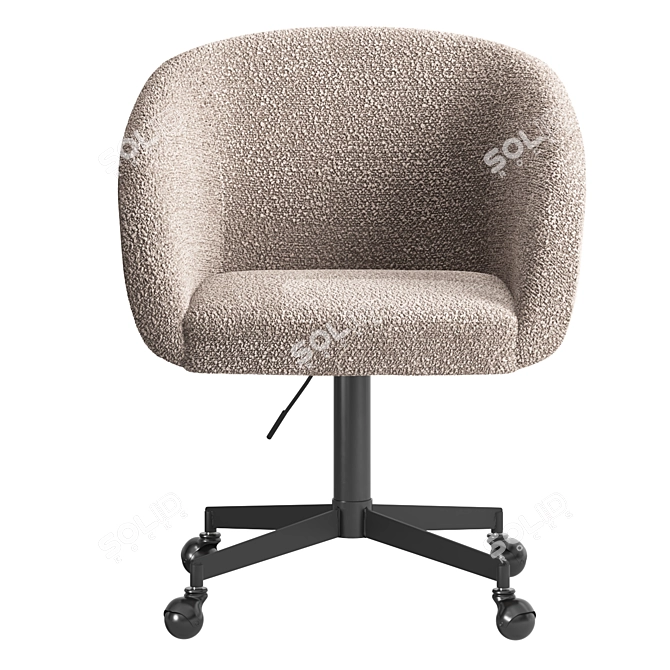 Modern Grey Boucle Office Chair 3D model image 2