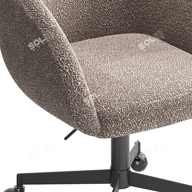 Modern Grey Boucle Office Chair 3D model image 3