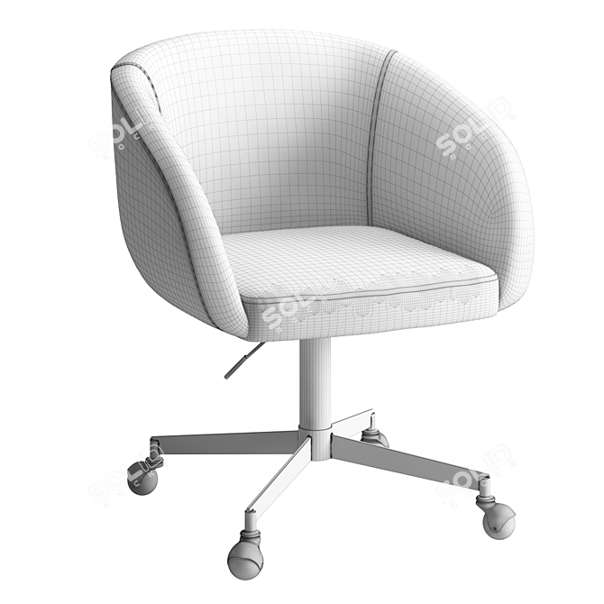 Modern Grey Boucle Office Chair 3D model image 4