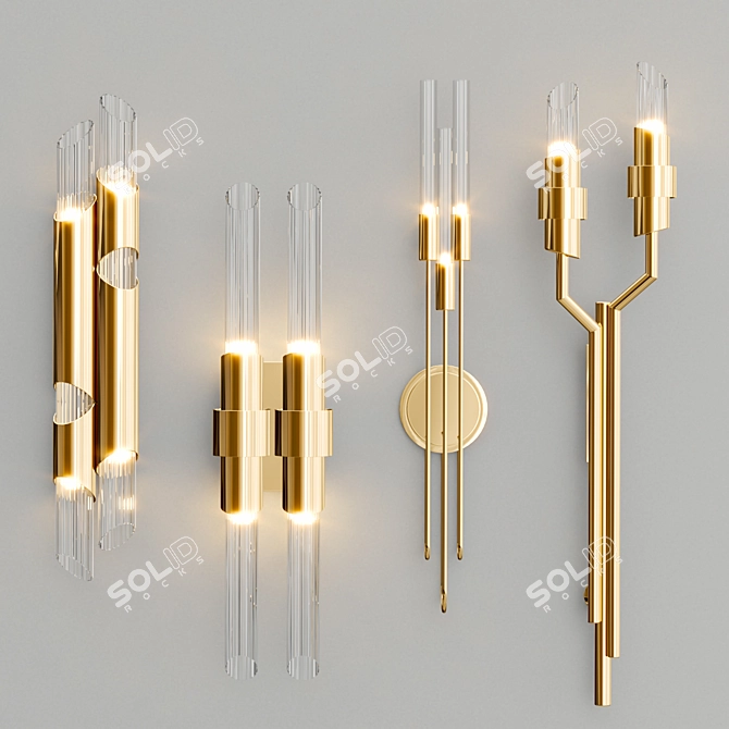 Luxu Metallic Wall Lamp Collection 3D model image 1