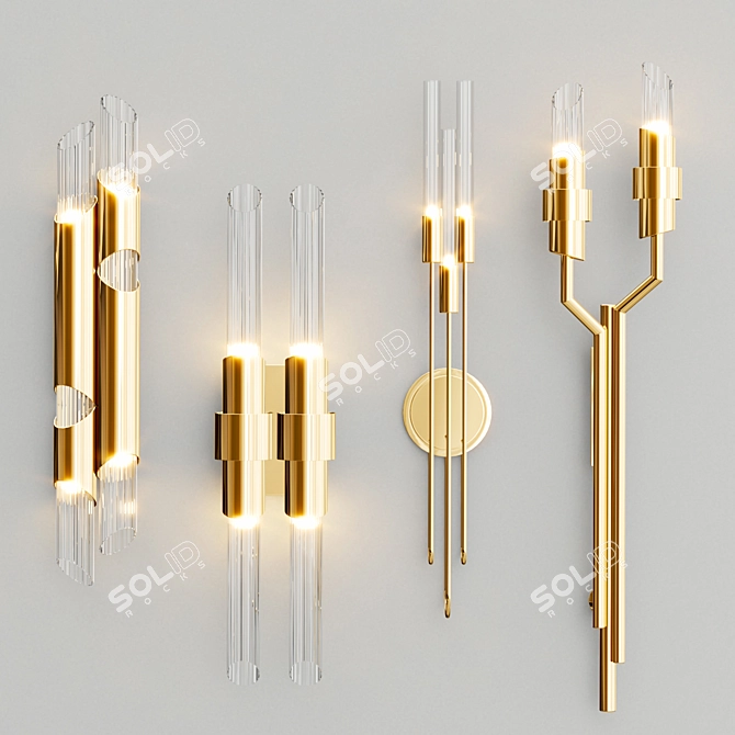 Luxu Metallic Wall Lamp Collection 3D model image 4