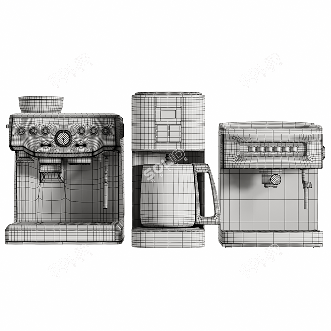 Espresso Machine Trio Set 3D model image 5