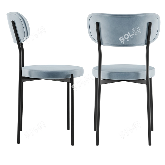 Barbara Velvet Bar Chair Black Legs 3D model image 5