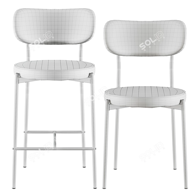 Barbara Velvet Bar Chair Black Legs 3D model image 6