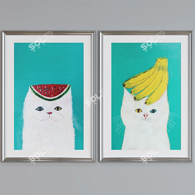 Cat Portrait Picture Frame Set 3D model image 5