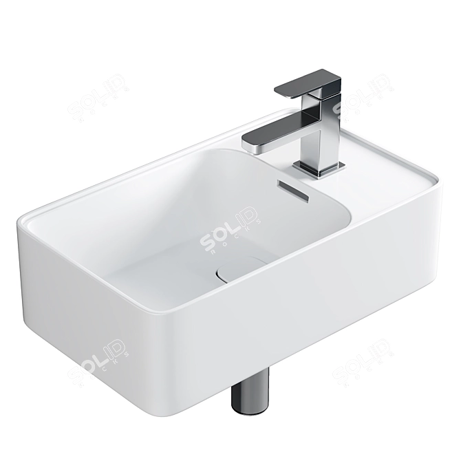 Strada II White Hand Washbasin 3D model image 1