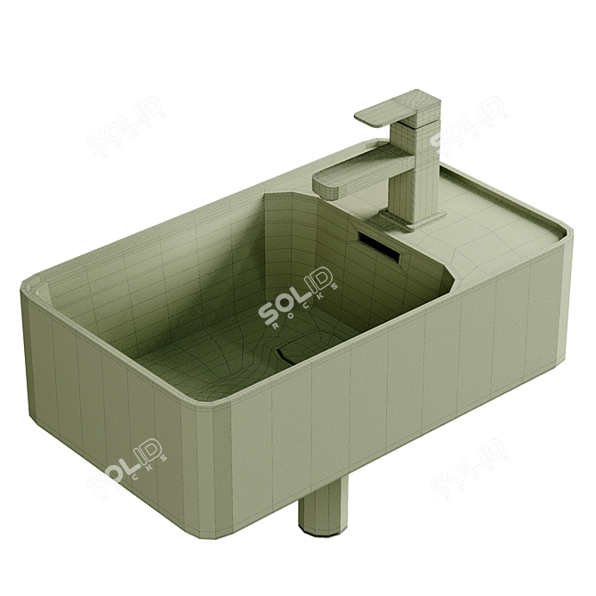 Strada II White Hand Washbasin 3D model image 2