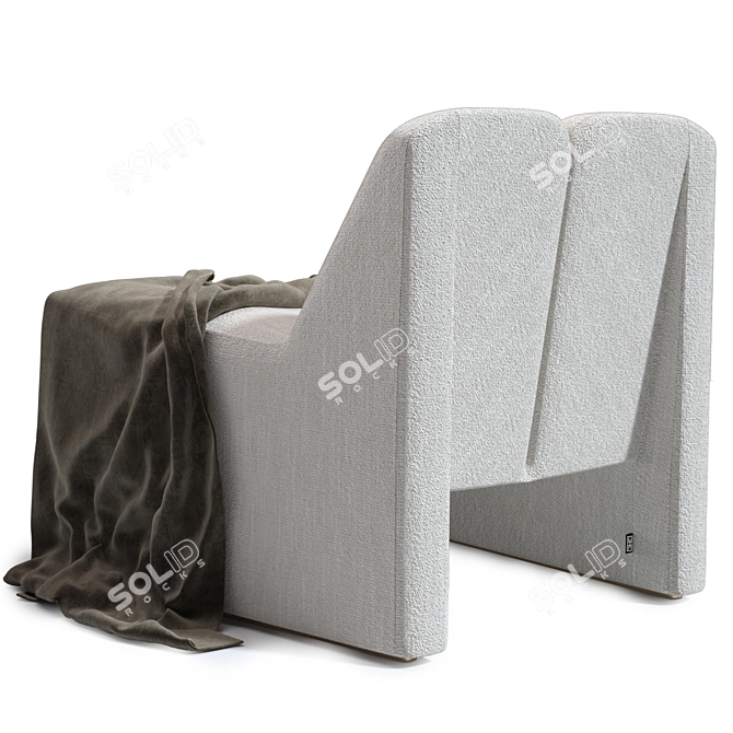 Sleek Bouclé Macintosh Chair 3D model image 4