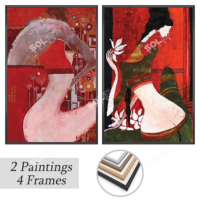 Modern Art Set with Varietal Frames 3D model image 1