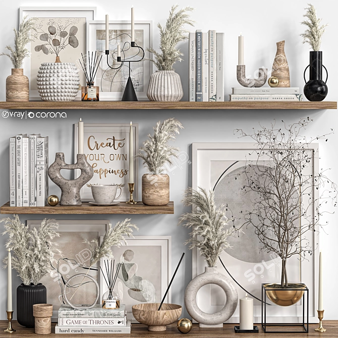 Multi-Format Shelf Decor Set 3D model image 1