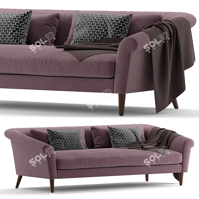 Elegant Parlor Sofa, Non-overlapping Unwrapped 3D model image 1