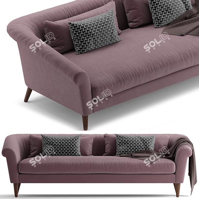 Elegant Parlor Sofa, Non-overlapping Unwrapped 3D model image 2