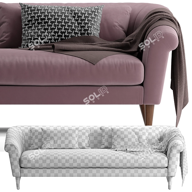 Elegant Parlor Sofa, Non-overlapping Unwrapped 3D model image 4