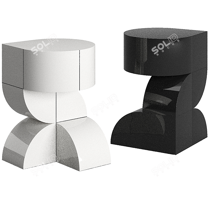 Modern Totem Stool in Monochrome 3D model image 1