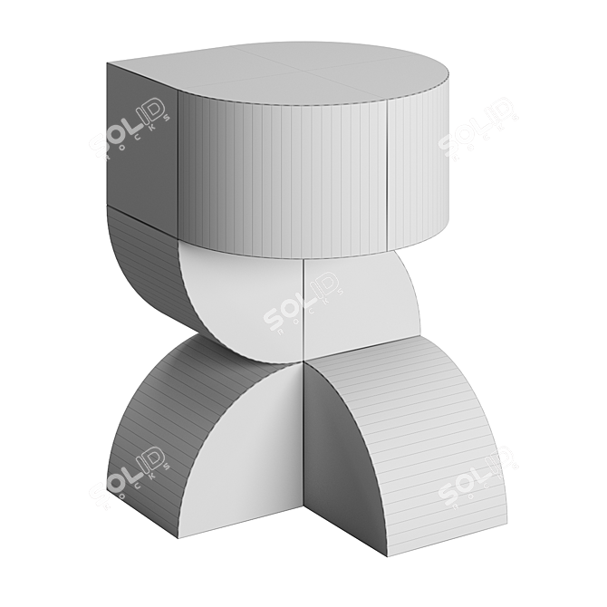 Modern Totem Stool in Monochrome 3D model image 2