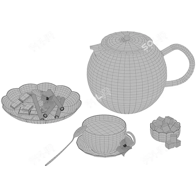 Tea Time Set 3D model image 4