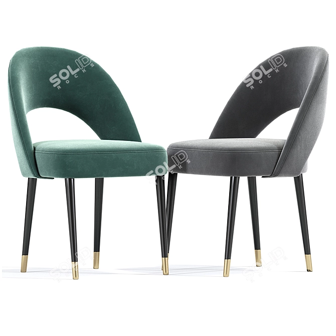 Elegant Amour Fabric Chair Model 3D model image 2