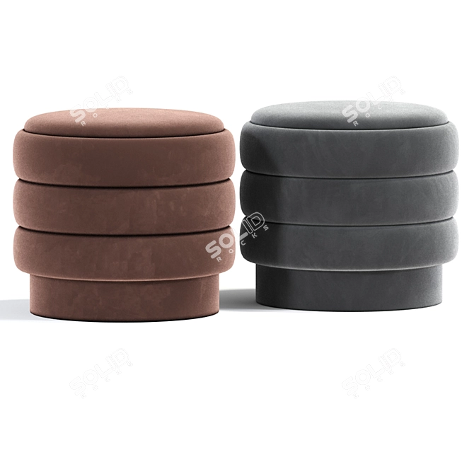 Luxury Ribbed Ottoman Poufs 3D model image 2