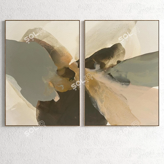 Modern Plaster Dual Photo Frame 3D model image 2