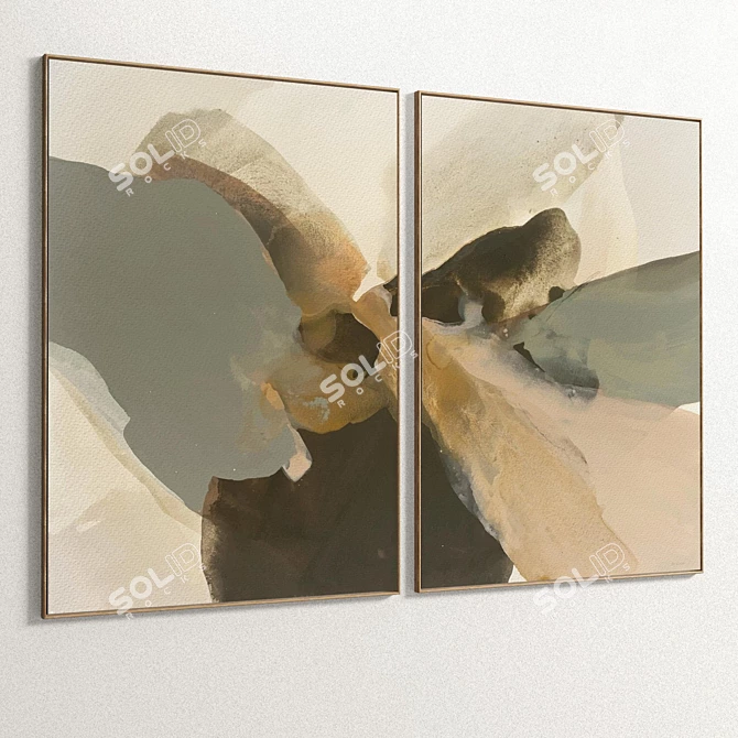 Modern Plaster Dual Photo Frame 3D model image 4