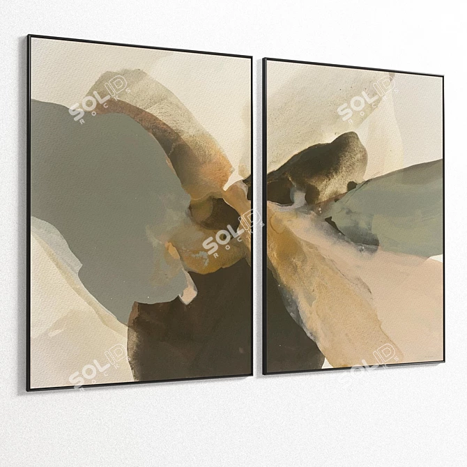 Modern Plaster Dual Photo Frame 3D model image 5